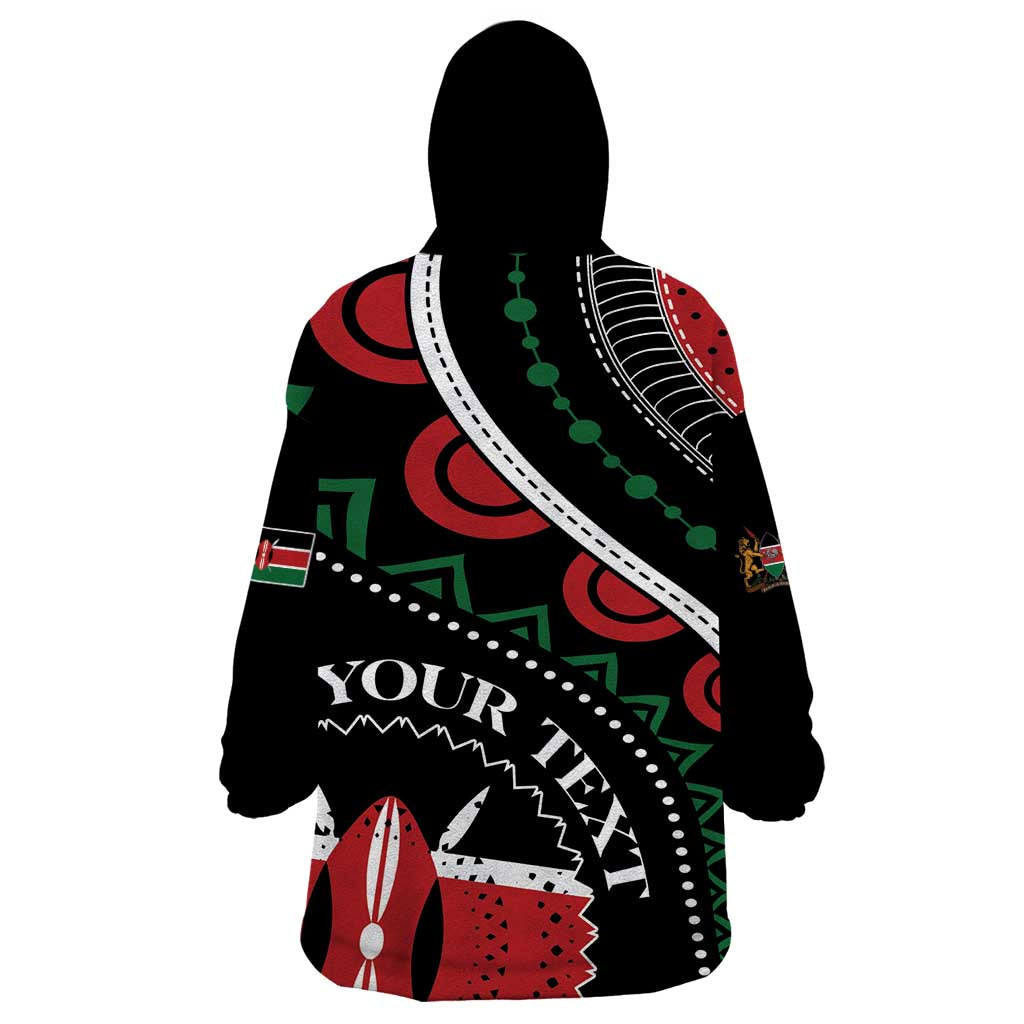 Personalized Kenya Wearable Blanket Hoodie Harambee African Pattern - Wonder Print Shop