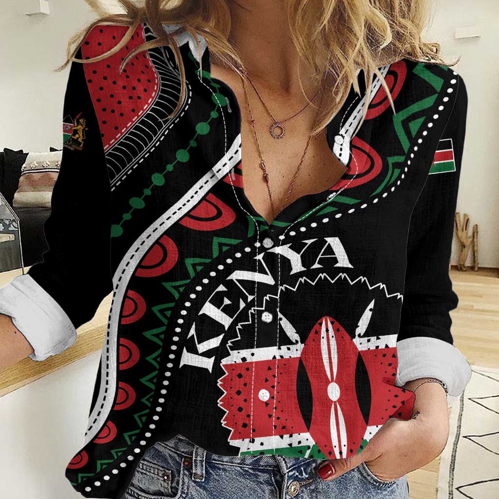 Personalized Kenya Women Casual Shirt Harambee African Pattern - Wonder Print Shop