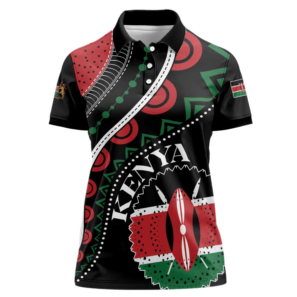 Personalized Kenya Women Polo Shirt Harambee African Pattern - Wonder Print Shop