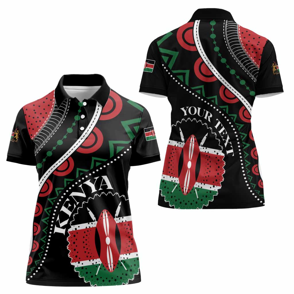 Personalized Kenya Women Polo Shirt Harambee African Pattern - Wonder Print Shop