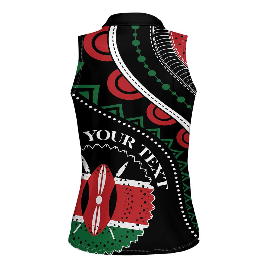 Personalized Kenya Women Sleeveless Polo Shirt Harambee African Pattern - Wonder Print Shop