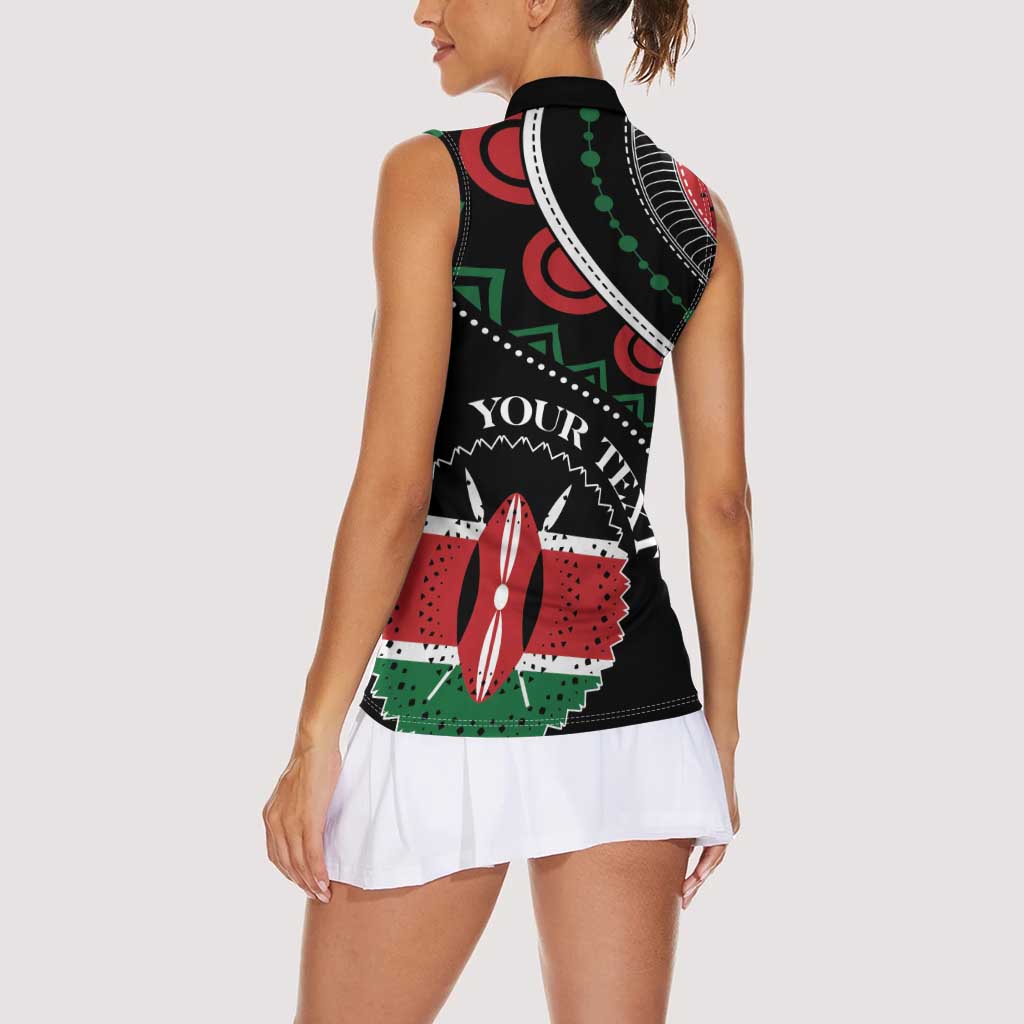 Personalized Kenya Women Sleeveless Polo Shirt Harambee African Pattern - Wonder Print Shop