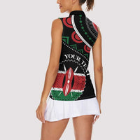 Personalized Kenya Women Sleeveless Polo Shirt Harambee African Pattern - Wonder Print Shop