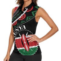 Personalized Kenya Women Sleeveless Polo Shirt Harambee African Pattern - Wonder Print Shop