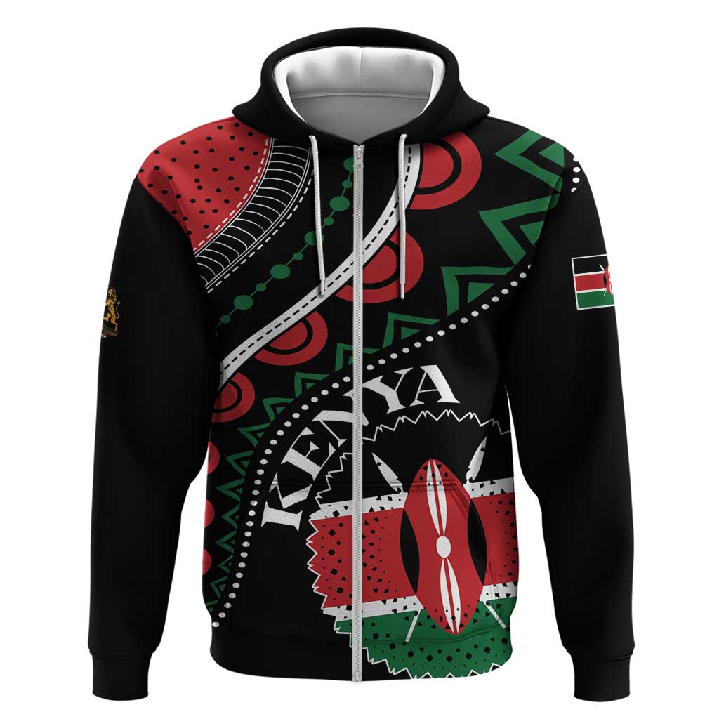 Personalized Kenya Zip Hoodie Harambee African Pattern - Wonder Print Shop