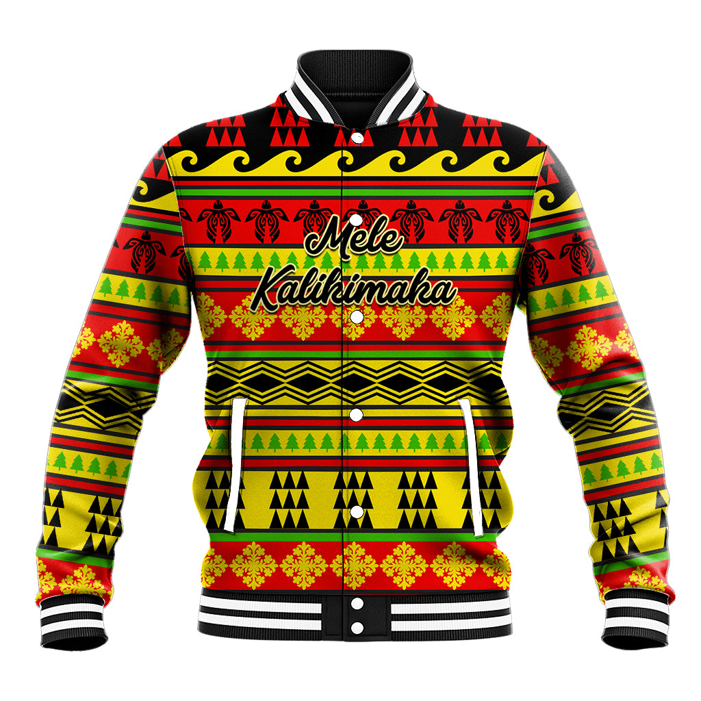 Custom Hawaii Christmas Baseball Jacket Hawaiian Quilt Pattern Reggae Version - Wonder Print Shop