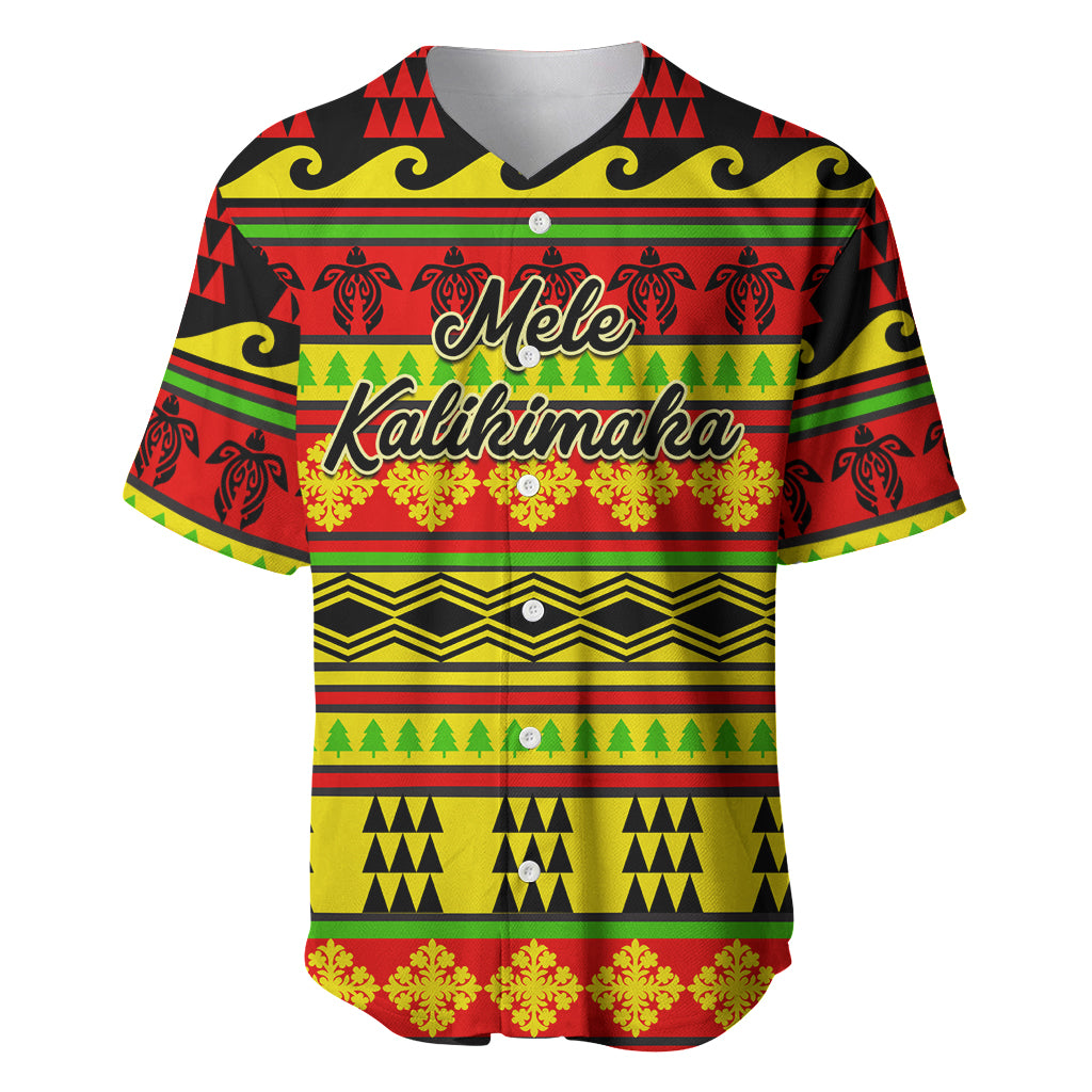 Custom Hawaii Christmas Baseball Jersey Hawaiian Quilt Pattern Reggae Version - Wonder Print Shop