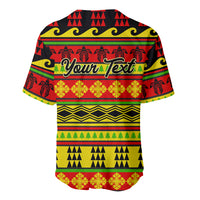 Custom Hawaii Christmas Baseball Jersey Hawaiian Quilt Pattern Reggae Version - Wonder Print Shop