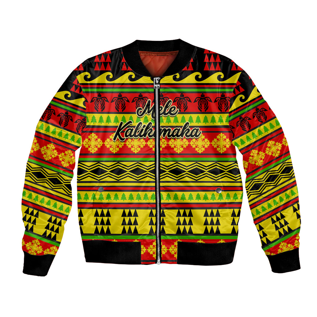 Custom Hawaii Christmas Bomber Jacket Hawaiian Quilt Pattern Reggae Version - Wonder Print Shop