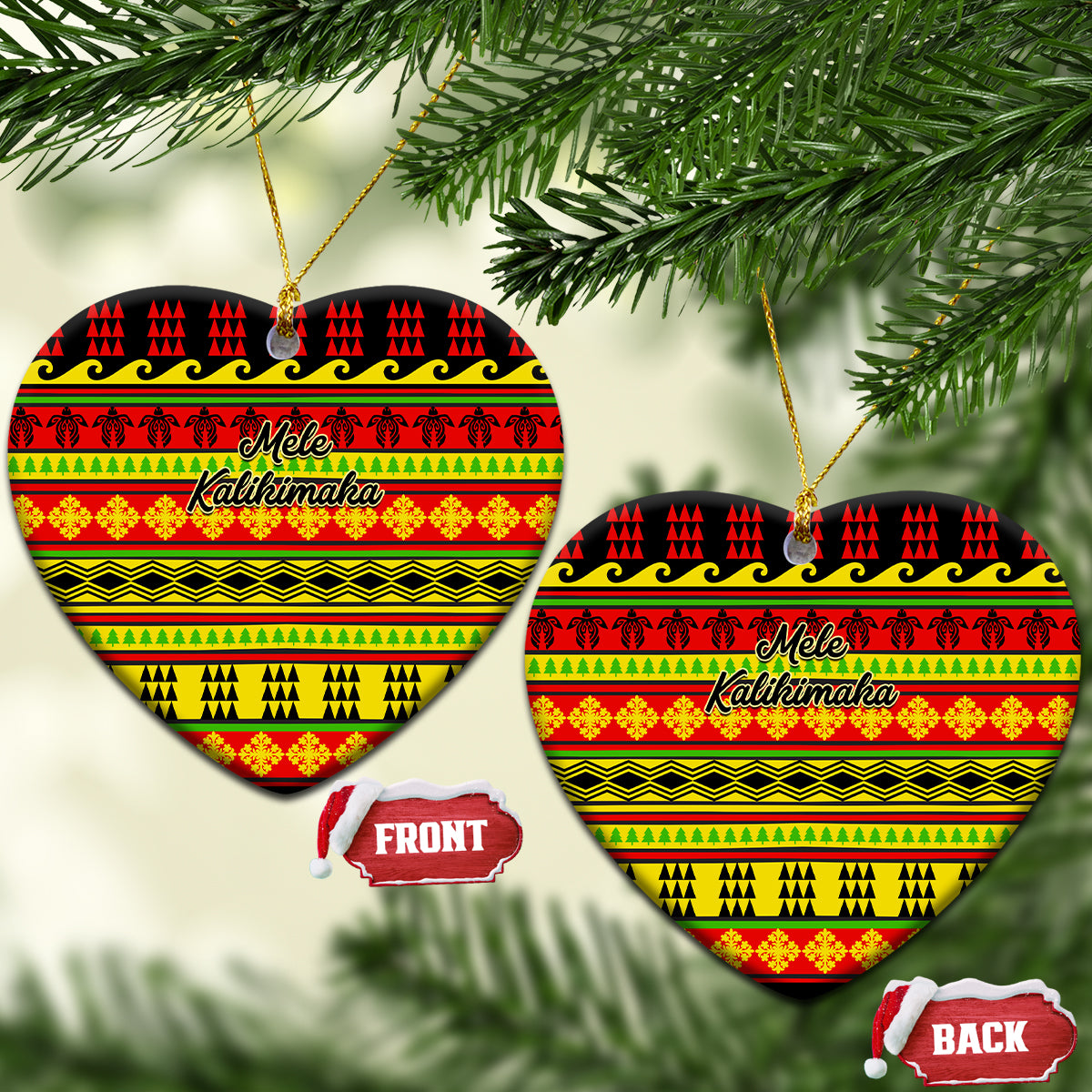 Hawaii Christmas Ceramic Ornament Hawaiian Quilt Pattern Reggae Version - Wonder Print Shop