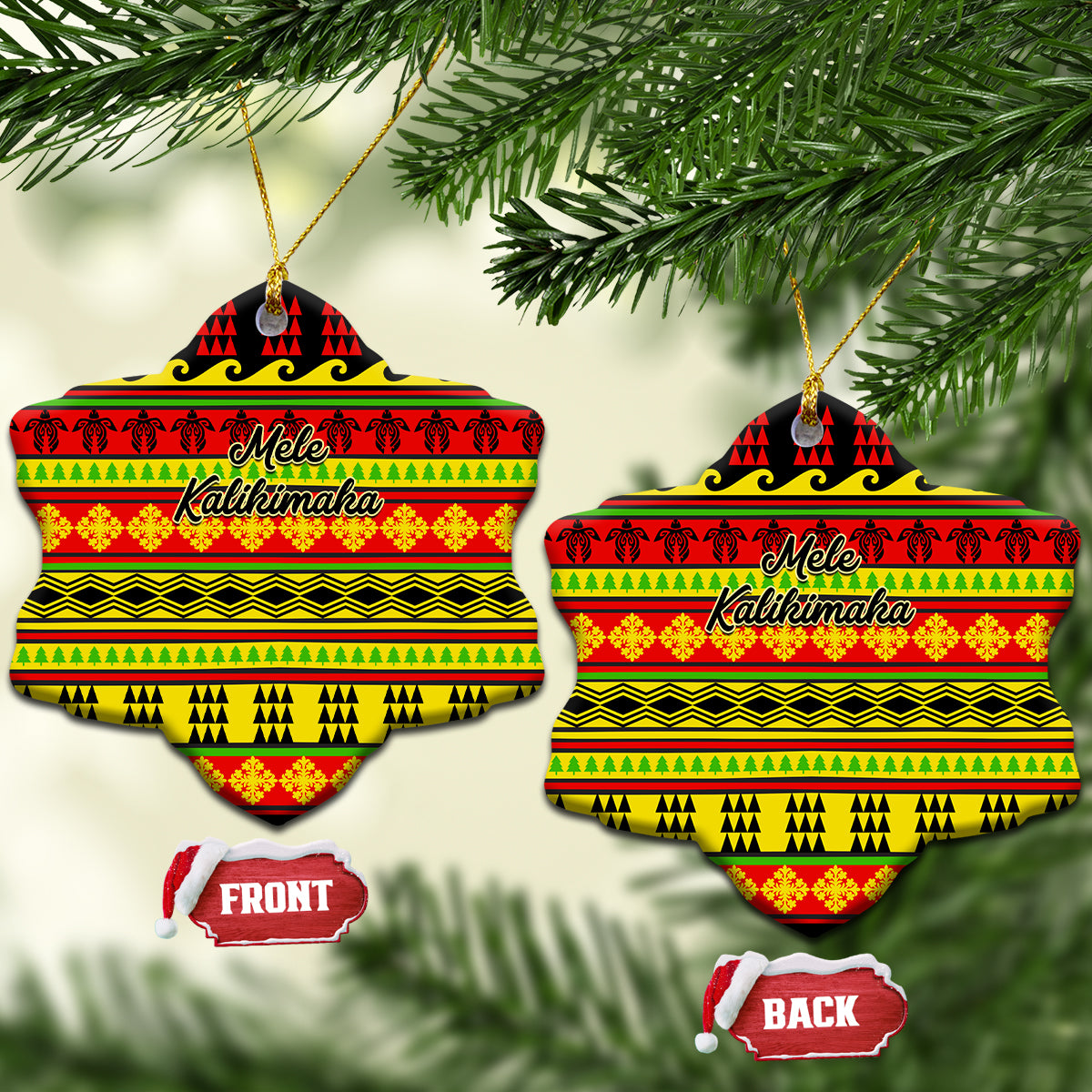 Hawaii Christmas Ceramic Ornament Hawaiian Quilt Pattern Reggae Version - Wonder Print Shop