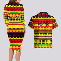 Custom Hawaii Christmas Couples Matching Long Sleeve Bodycon Dress and Hawaiian Shirt Hawaiian Quilt Pattern Reggae Version - Wonder Print Shop