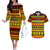 Custom Hawaii Christmas Couples Matching Off The Shoulder Long Sleeve Dress and Hawaiian Shirt Hawaiian Quilt Pattern Reggae Version - Wonder Print Shop