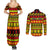 Custom Hawaii Christmas Couples Matching Summer Maxi Dress and Long Sleeve Button Shirt Hawaiian Quilt Pattern Reggae Version - Wonder Print Shop