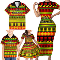 Custom Hawaii Christmas Family Matching Short Sleeve Bodycon Dress and Hawaiian Shirt Hawaiian Quilt Pattern Reggae Version - Wonder Print Shop