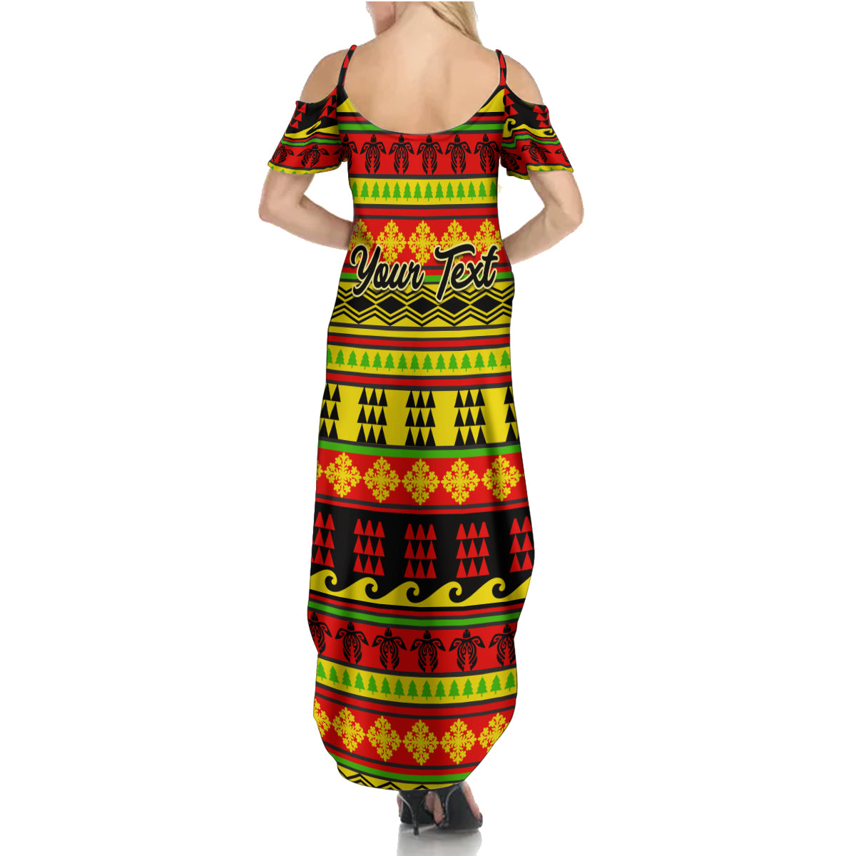 Custom Hawaii Christmas Family Matching Summer Maxi Dress and Hawaiian Shirt Hawaiian Quilt Pattern Reggae Version - Wonder Print Shop