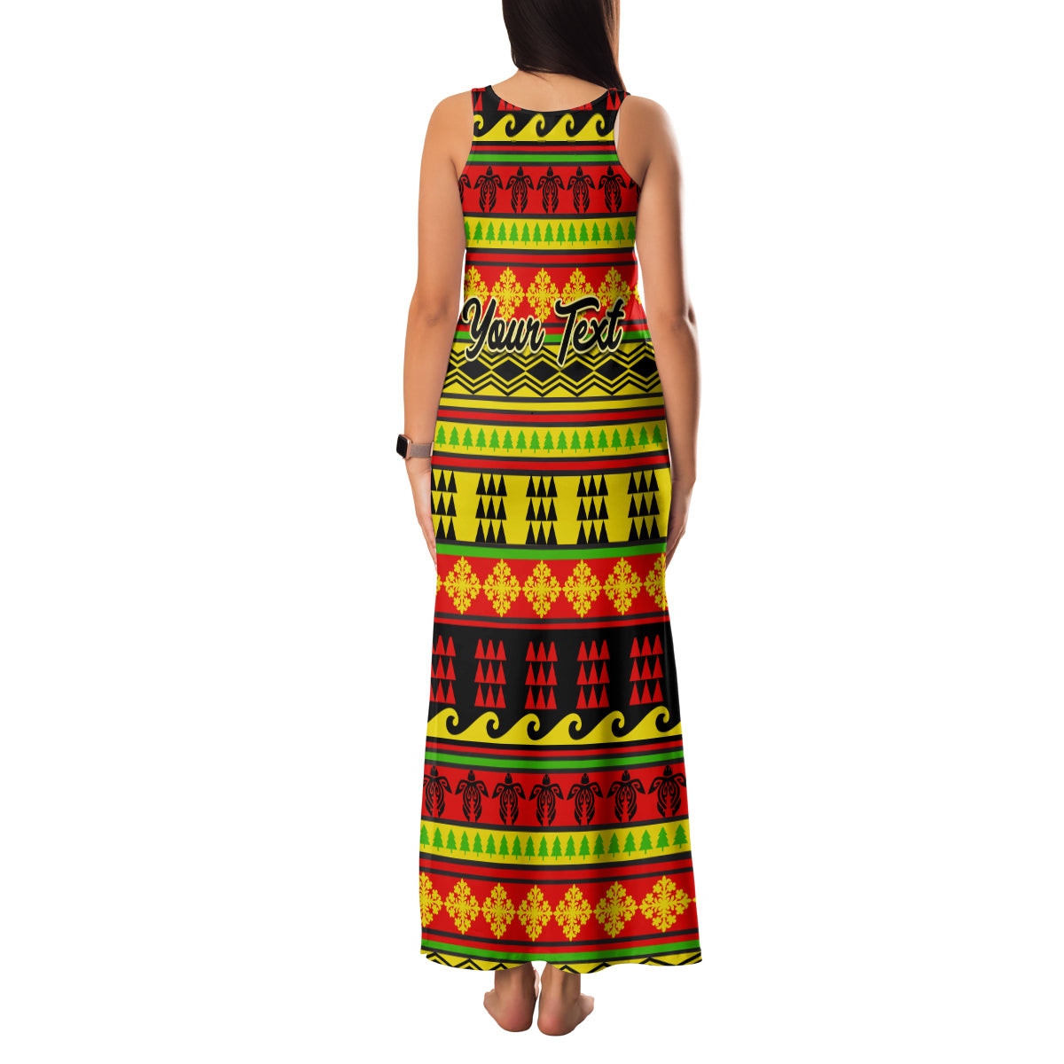 Custom Hawaii Christmas Family Matching Tank Maxi Dress and Hawaiian Shirt Hawaiian Quilt Pattern Reggae Version - Wonder Print Shop