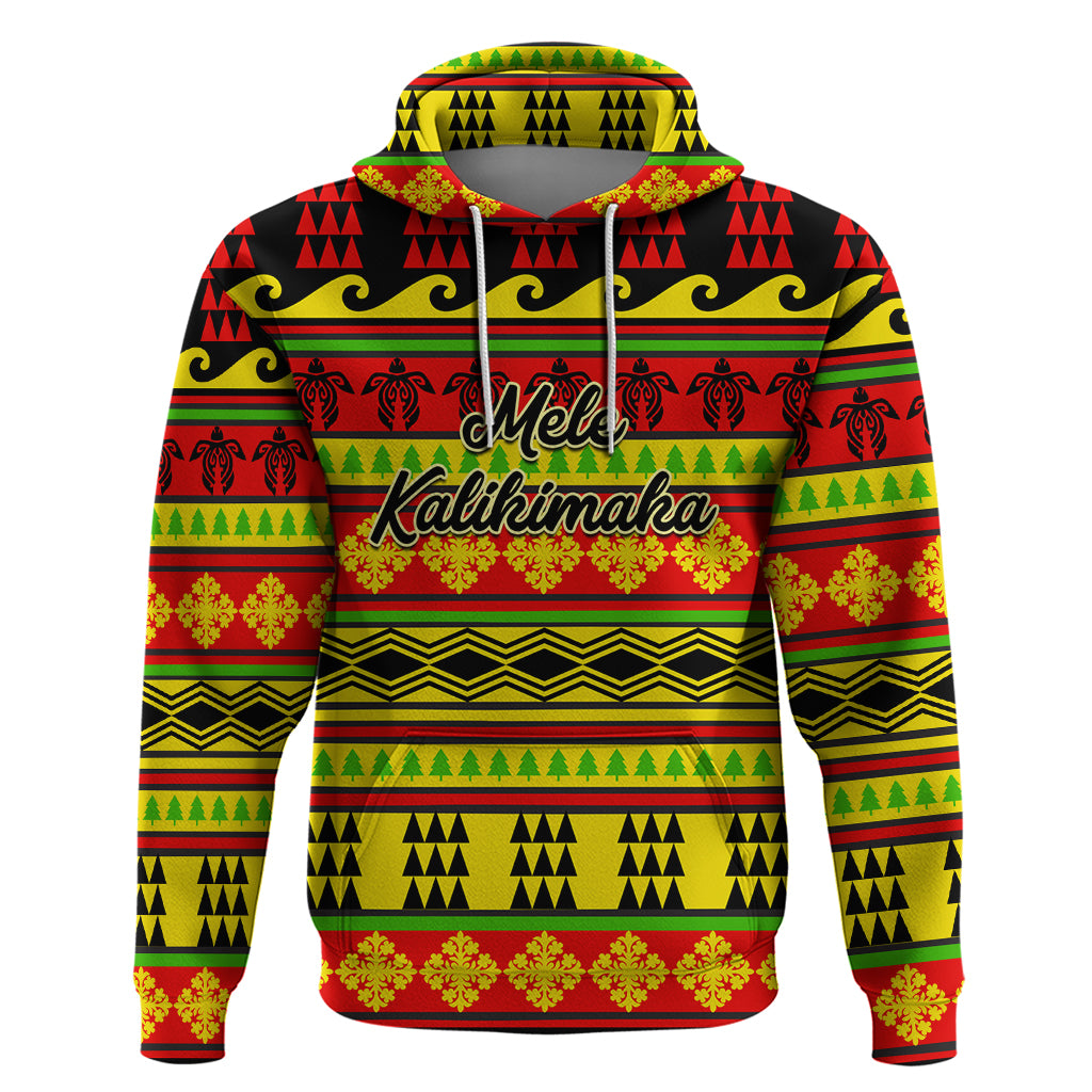 Custom Hawaii Christmas Hoodie Hawaiian Quilt Pattern Reggae Version - Wonder Print Shop