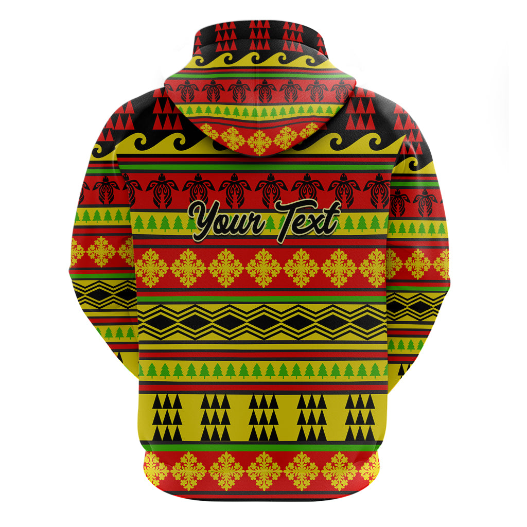 Custom Hawaii Christmas Hoodie Hawaiian Quilt Pattern Reggae Version - Wonder Print Shop