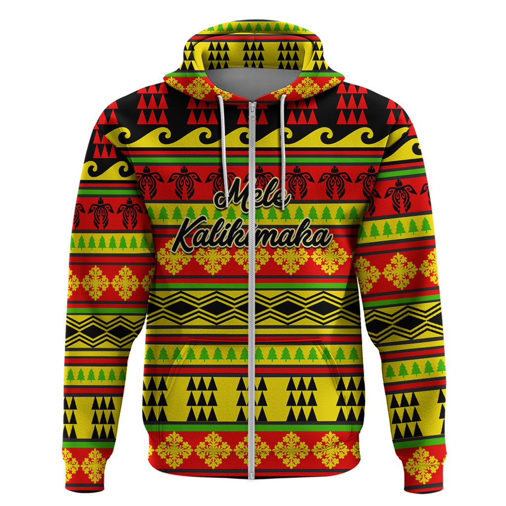 Custom Hawaii Christmas Hoodie Hawaiian Quilt Pattern Reggae Version - Wonder Print Shop