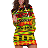 Custom Hawaii Christmas Hoodie Dress Hawaiian Quilt Pattern Reggae Version - Wonder Print Shop