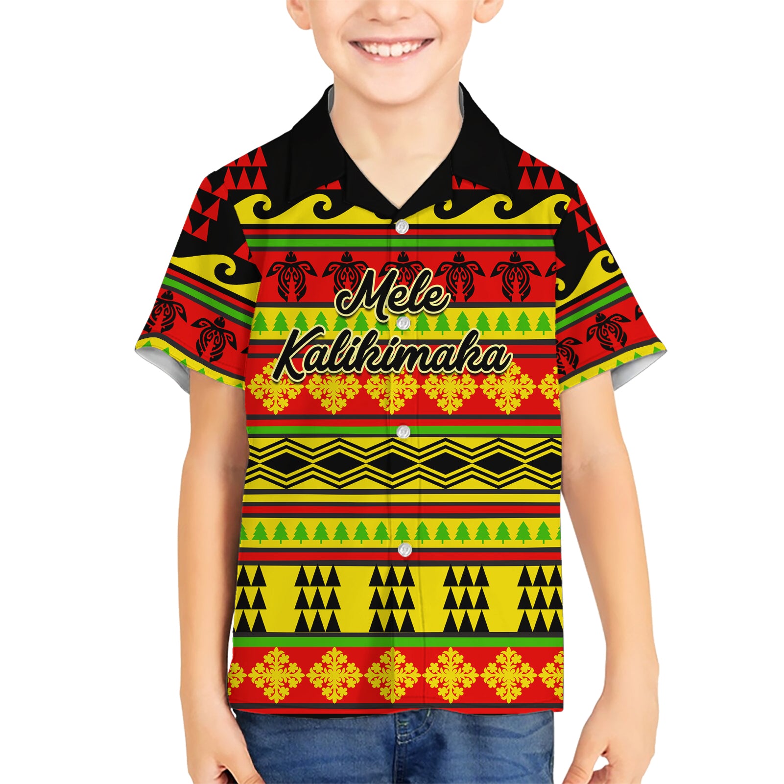 Custom Hawaii Christmas Kid Hawaiian Shirt Hawaiian Quilt Pattern Reggae Version - Wonder Print Shop