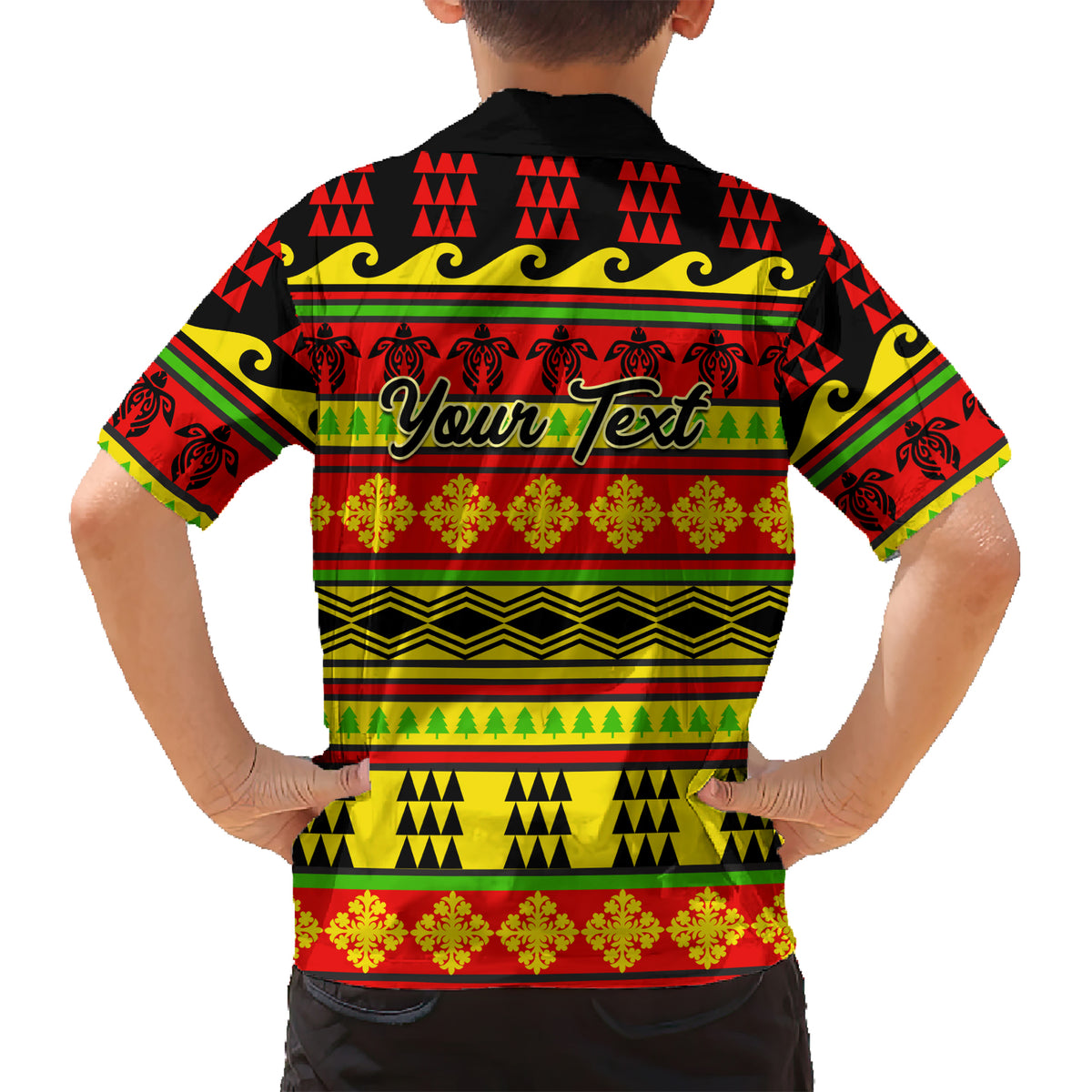 Custom Hawaii Christmas Kid Hawaiian Shirt Hawaiian Quilt Pattern Reggae Version - Wonder Print Shop