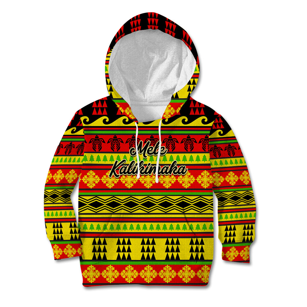 Custom Hawaii Christmas Kid Hoodie Hawaiian Quilt Pattern Reggae Version - Wonder Print Shop