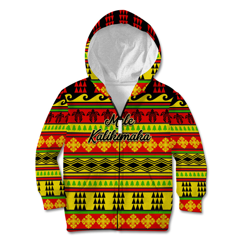 Custom Hawaii Christmas Kid Hoodie Hawaiian Quilt Pattern Reggae Version - Wonder Print Shop