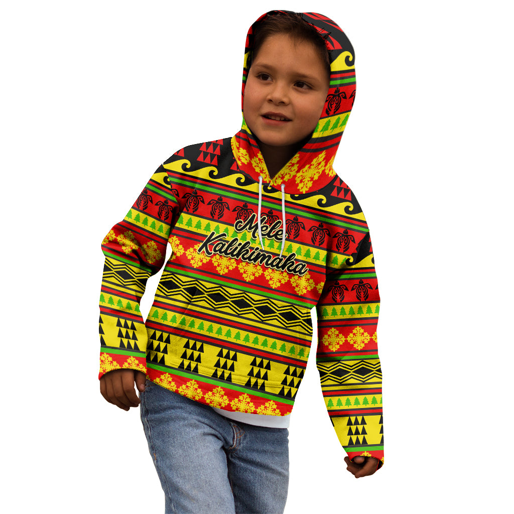Custom Hawaii Christmas Kid Hoodie Hawaiian Quilt Pattern Reggae Version - Wonder Print Shop