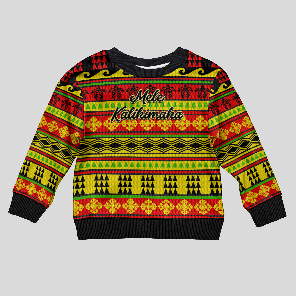 Personalised Hawaii Christmas Kid Ugly Christmas Sweater Hawaiian Quilt Pattern Reggae Version - Wonder Print Shop