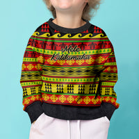 Personalised Hawaii Christmas Kid Ugly Christmas Sweater Hawaiian Quilt Pattern Reggae Version - Wonder Print Shop