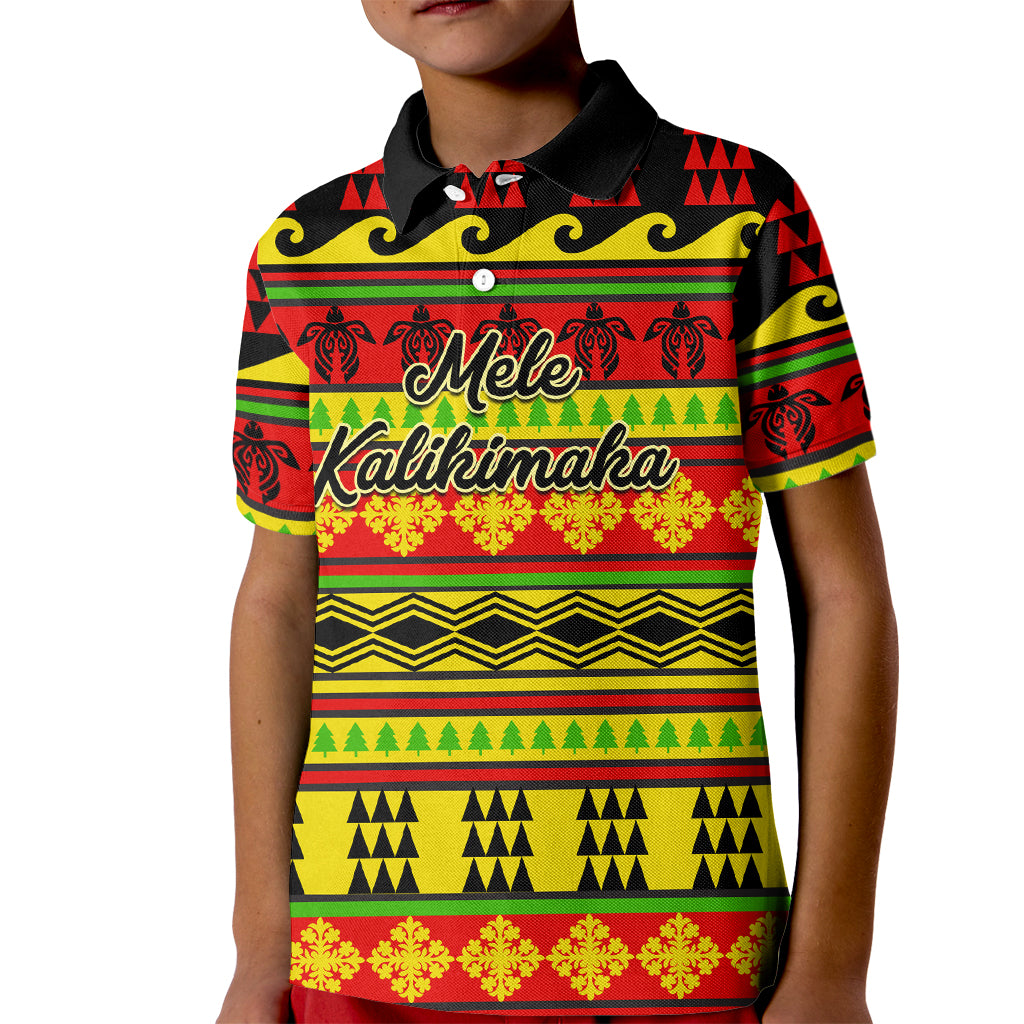 Custom Hawaii Christmas Kid Polo Shirt Hawaiian Quilt Pattern Reggae Version - Wonder Print Shop