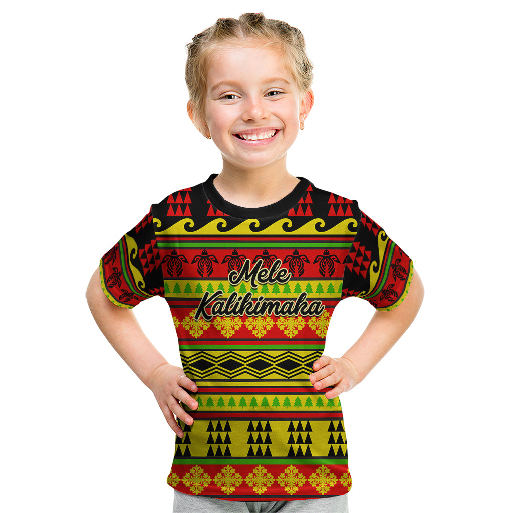 Custom Hawaii Christmas Kid T Shirt Hawaiian Quilt Pattern Reggae Version - Wonder Print Shop