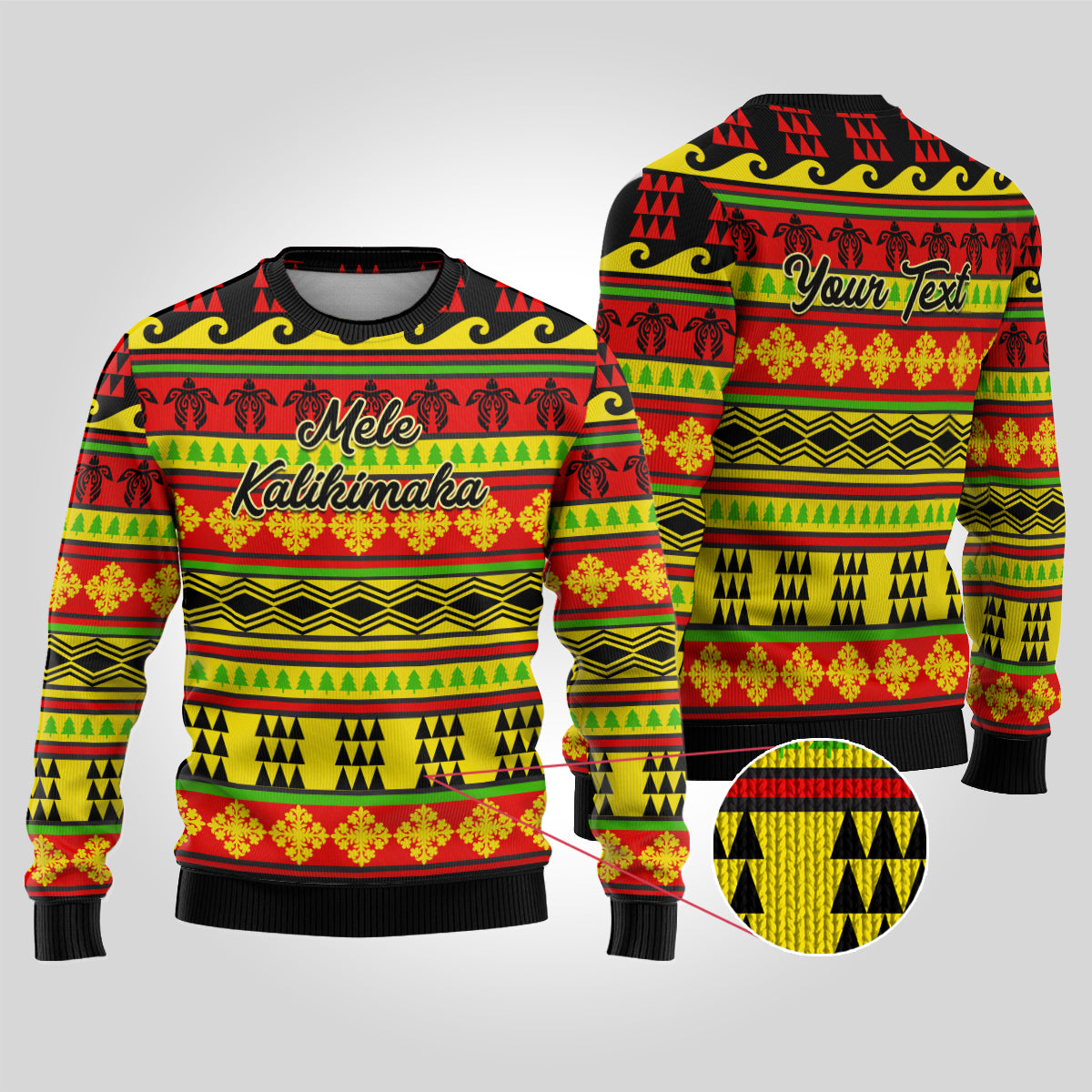 Personalised Hawaii Christmas Ugly Christmas Sweater Hawaiian Quilt Pattern Reggae Version - Wonder Print Shop