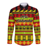 Custom Hawaii Christmas Long Sleeve Button Shirt Hawaiian Quilt Pattern Reggae Version - Wonder Print Shop