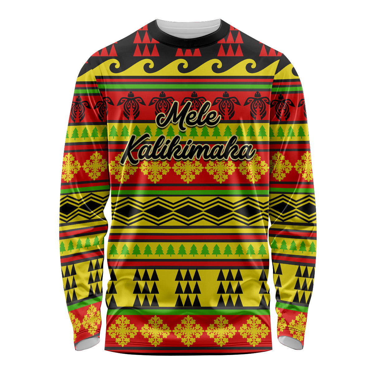 Custom Hawaii Christmas Long Sleeve Shirt Hawaiian Quilt Pattern Reggae Version - Wonder Print Shop