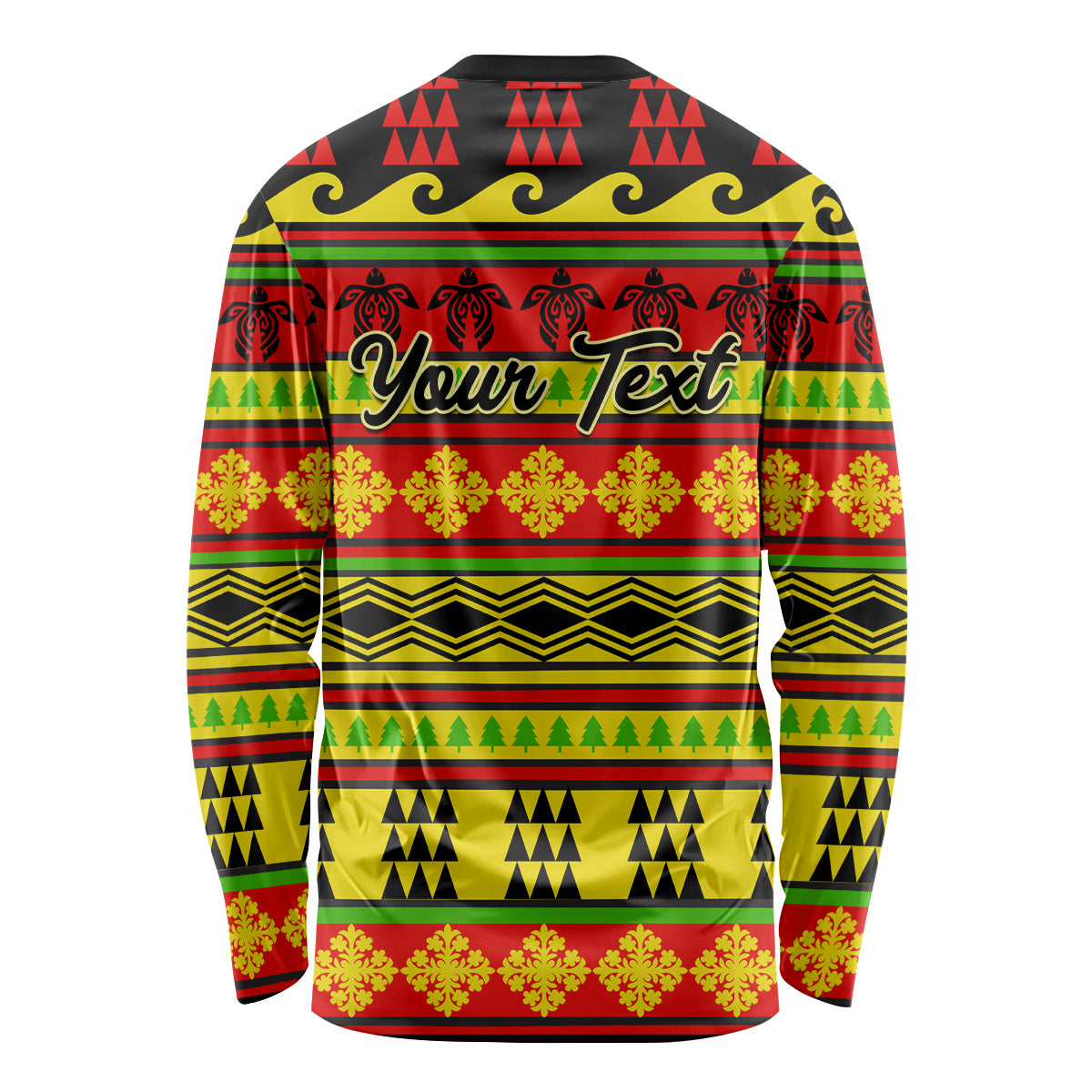 Custom Hawaii Christmas Long Sleeve Shirt Hawaiian Quilt Pattern Reggae Version - Wonder Print Shop