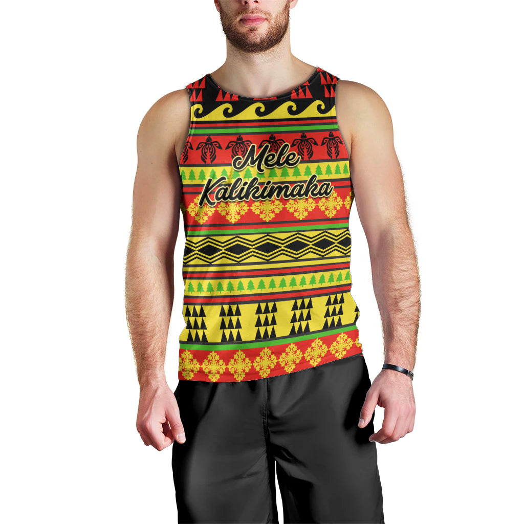 Custom Hawaii Christmas Men Tank Top Hawaiian Quilt Pattern Reggae Version - Wonder Print Shop