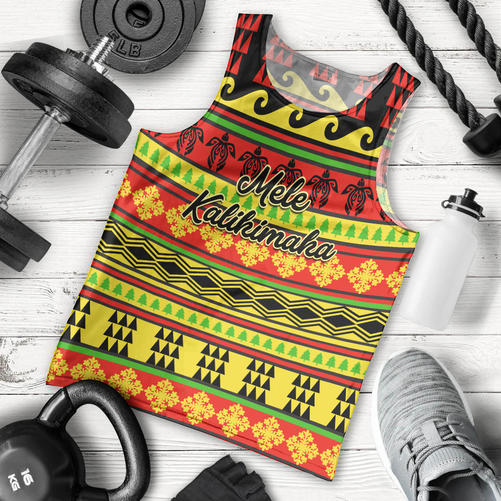 Custom Hawaii Christmas Men Tank Top Hawaiian Quilt Pattern Reggae Version - Wonder Print Shop