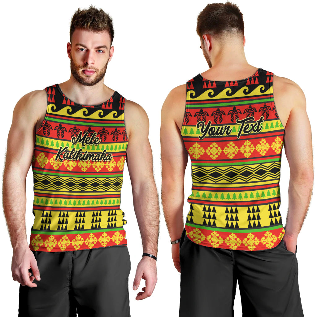Custom Hawaii Christmas Men Tank Top Hawaiian Quilt Pattern Reggae Version - Wonder Print Shop