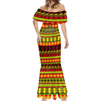 Custom Hawaii Christmas Mermaid Dress Hawaiian Quilt Pattern Reggae Version - Wonder Print Shop