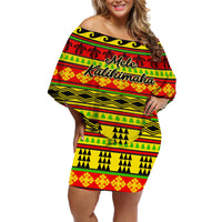 Custom Hawaii Christmas Off Shoulder Short Dress Hawaiian Quilt Pattern Reggae Version - Wonder Print Shop