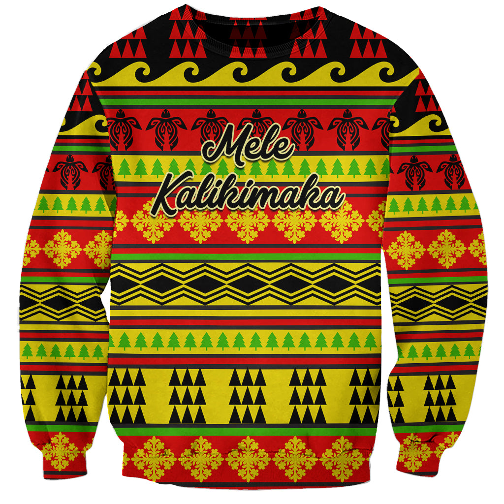 Custom Hawaii Christmas Sweatshirt Hawaiian Quilt Pattern Reggae Version - Wonder Print Shop