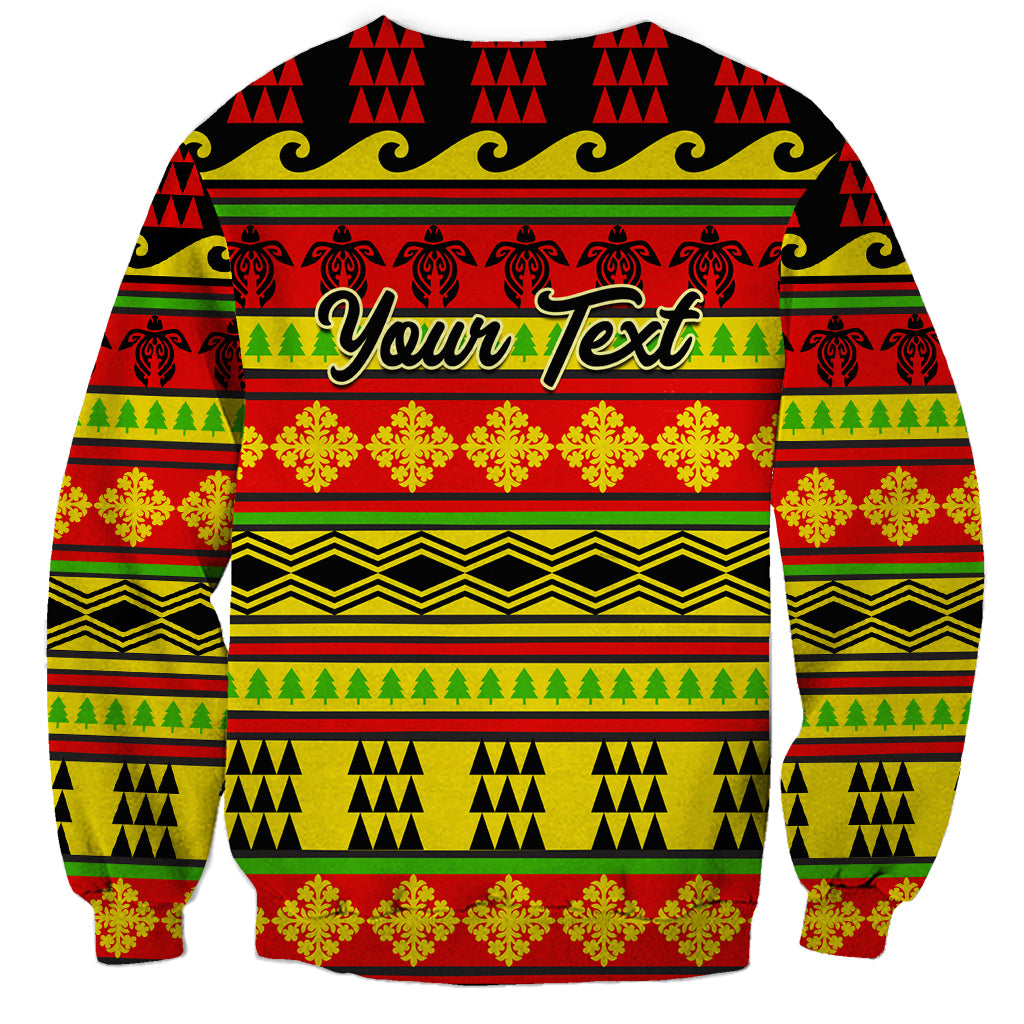 Custom Hawaii Christmas Sweatshirt Hawaiian Quilt Pattern Reggae Version - Wonder Print Shop
