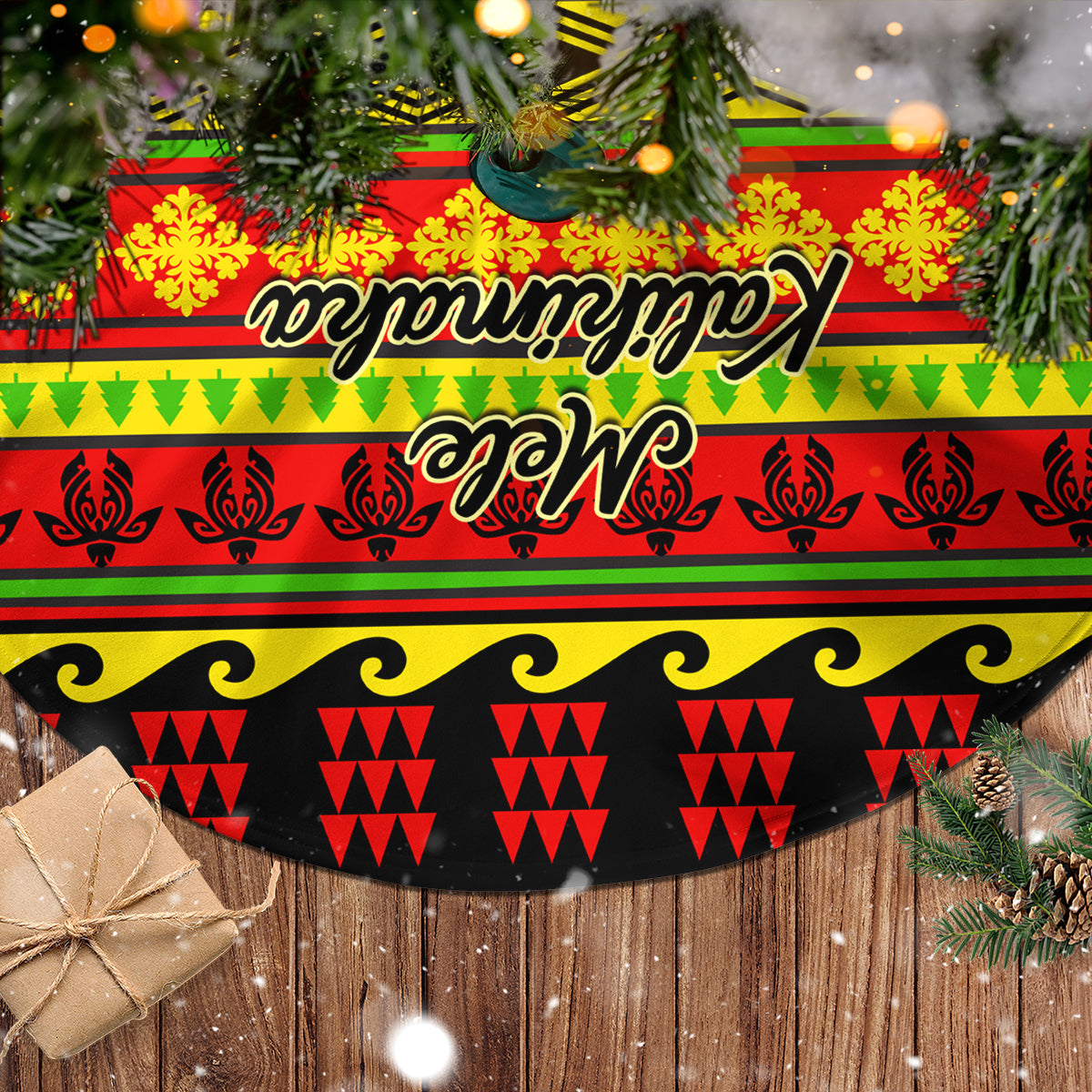 Hawaii Christmas Tree Skirt Hawaiian Quilt Pattern Reggae Version - Wonder Print Shop