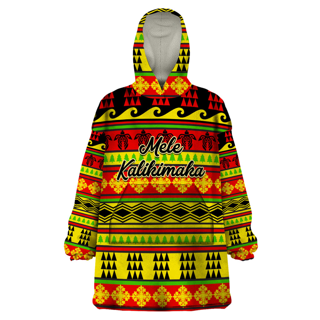 Custom Hawaii Christmas Wearable Blanket Hoodie Hawaiian Quilt Pattern Reggae Version - Wonder Print Shop