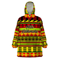 Custom Hawaii Christmas Wearable Blanket Hoodie Hawaiian Quilt Pattern Reggae Version - Wonder Print Shop