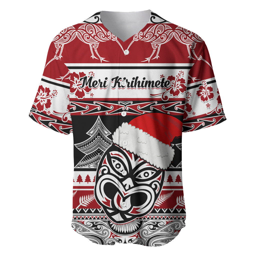 Custom New Zealand Christmas Baseball Jersey Maori Meri Kirihimete Moko - Wonder Print Shop
