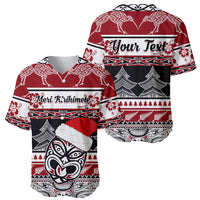 Custom New Zealand Christmas Baseball Jersey Maori Meri Kirihimete Moko - Wonder Print Shop